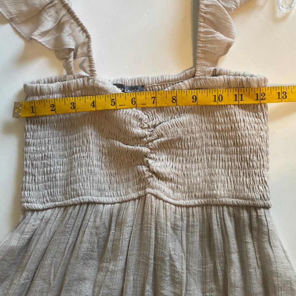 Sweet Lovely by Jen NEW Elyssa Dress Womens Small Gray Ruffled Smocked Mini - Picture 9 of 11